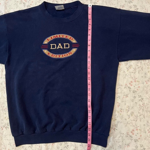 Vintage 90s Navy Blue Crewneck Made in USA Limited Edition Dad Navy Embroidered - Picture 7 of 7